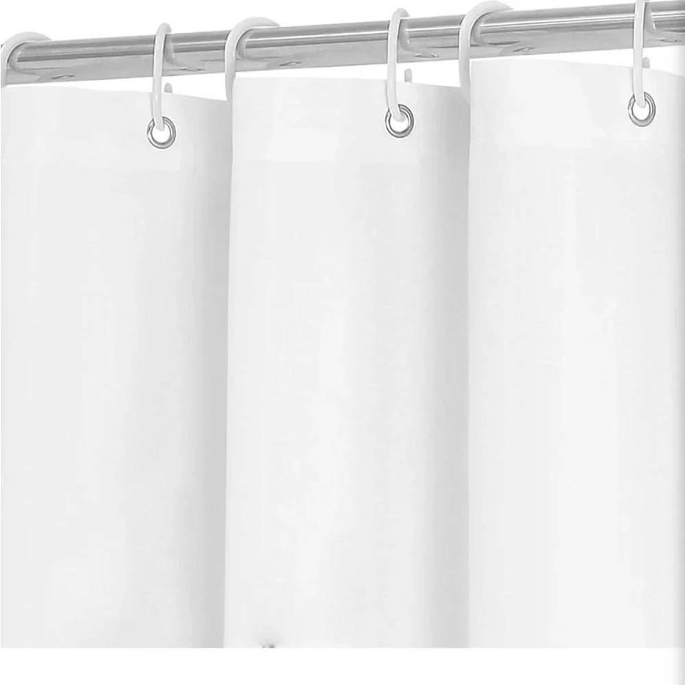 Shower Curtain with Red Scalloped Trim